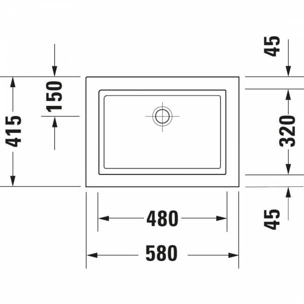 Duravit 2nd floor Grounded Counter Top Basin 580x415mm_Stiles_TechDrawing_Image1