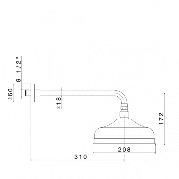 9492.2 Newform Antea Shower Rose and Arm 200mm_Stiles_TechDrawing_Image