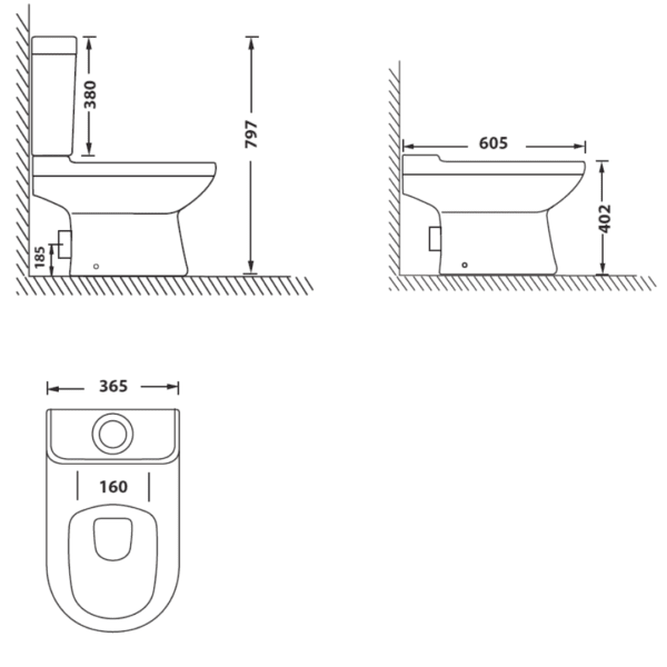 TC0M408A Betta Shortland CC suite with soft close seat and cover_Stiles_TechDrawing_Image
