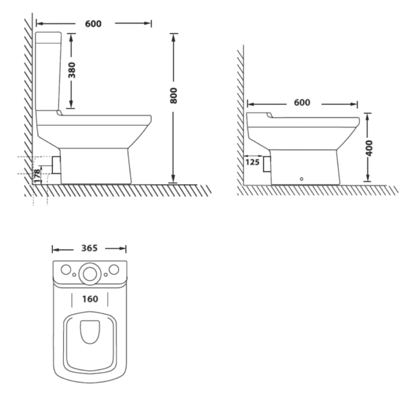 XTMAS08A Betta Compact Marina CC suite with soft close seat and cover_Stiles_TechDrawing_Image