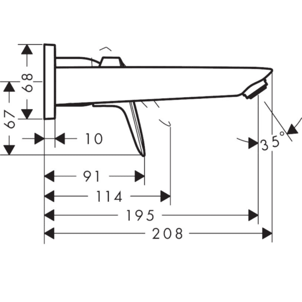 71220000 Hansgrohe Logis WM Basin Mixer for Conc instal 195mm_Stiles_TechDrawing_Image