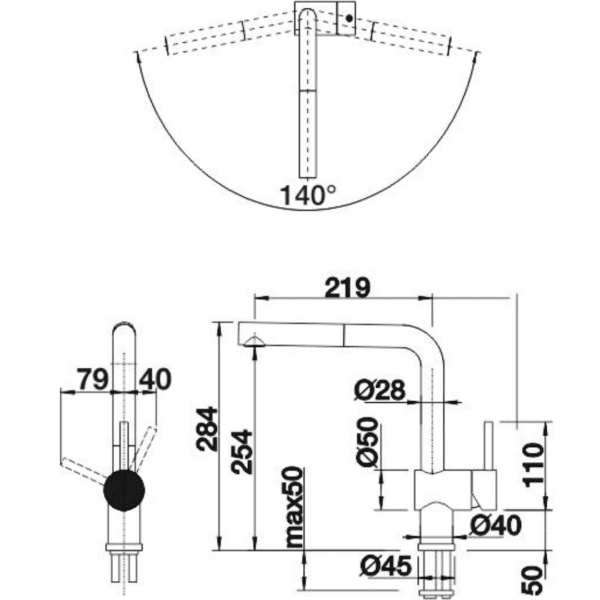 BL00516699 Linus Alu Metallic Sink Mixer with 3_8 inch flexihose_Stiles_TechDrawing_Image