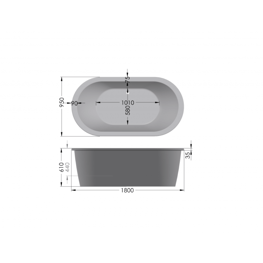 Luximo Berlin Skirted Freestanding Bath 1800x950mm - Stiles